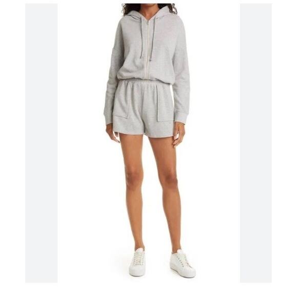 RAILS Women’s Nicola Hooded Romper Sz L Jumpsuit Heather Gray Zip 4” Inseam - Picture 2 of 10